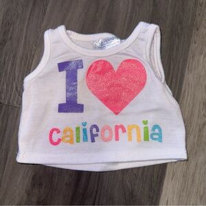 Build A Bear Workshop I Love California White Shirt Tee tank Top RARE HTF BABW